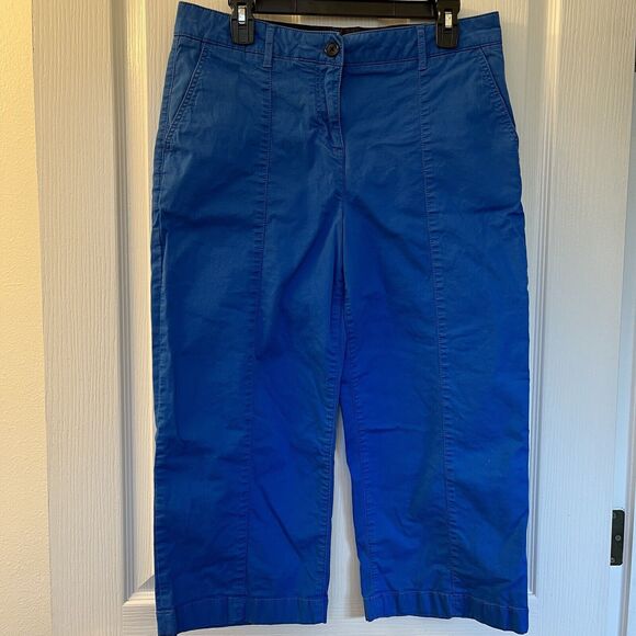Boden Pants Womens Size 10P Daisy Cropped Chino Pockets Wide Leg Bold Blue - Picture 1 of 13